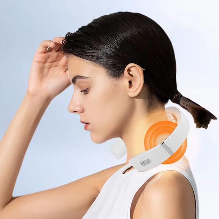 Experience Ultimate Relaxation with the New Smart Neck and Shoulder Muscle Massager - USB Rechargeable in Stylish White and Pink